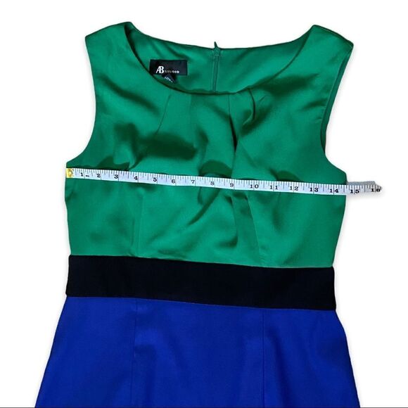 AB Studio Green and Blue Color Block Sheath Dress Size 6 - Picture 5 of 9